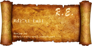 Réti Emil névjegykártya